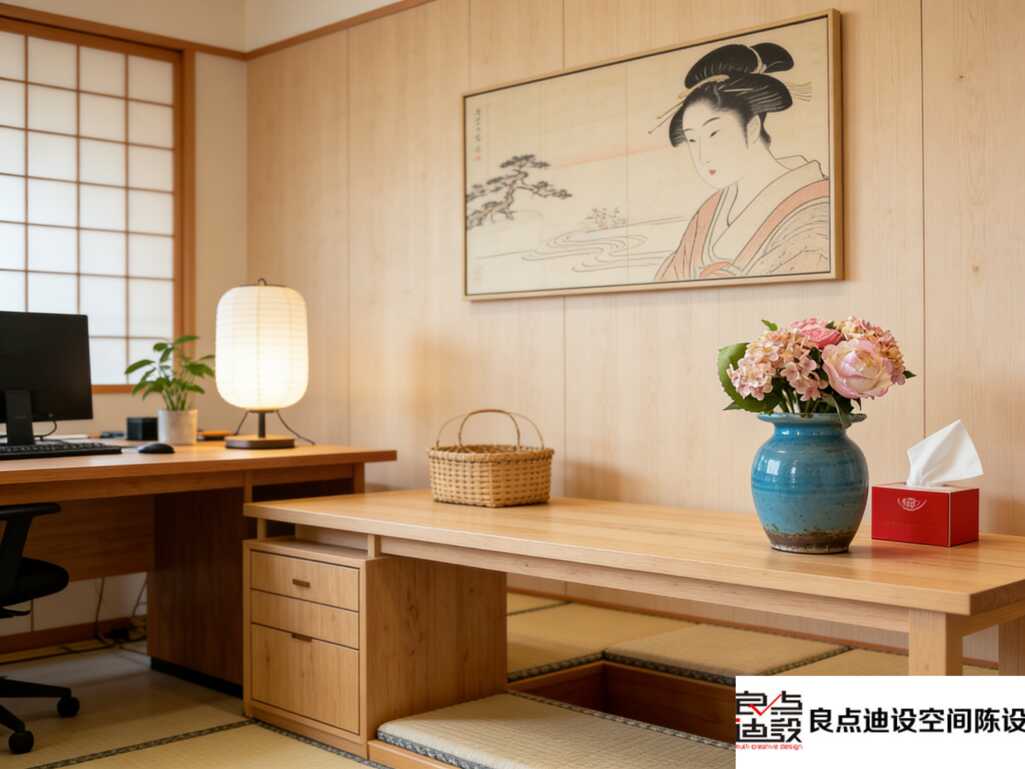 谁说办公室不能像日剧里那样治愈?这套原木+浮世绘软装，打工人看了都想搬进去住!